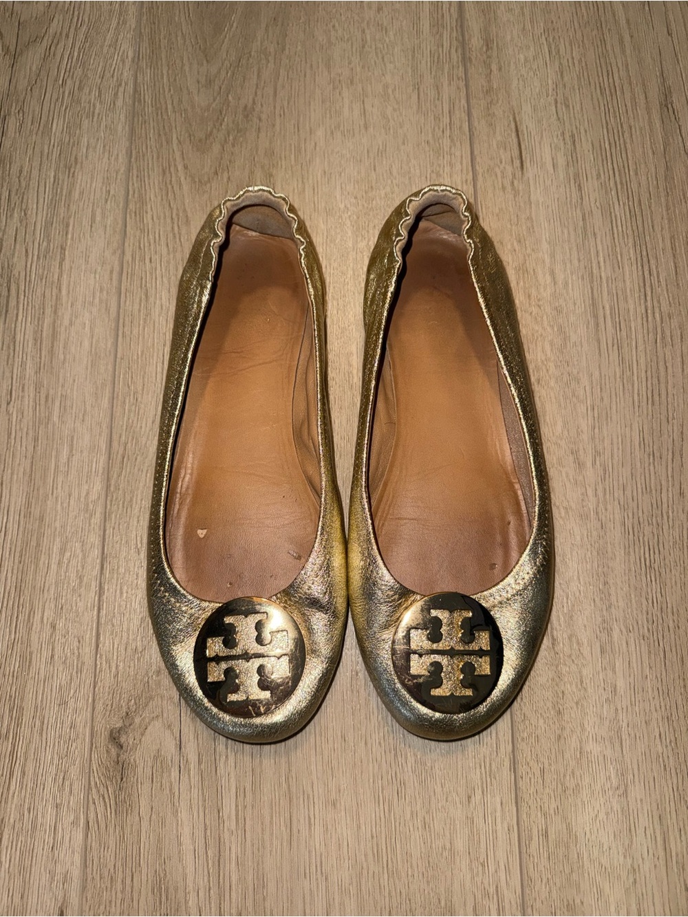 Tory Burch Metallic Gold Flats